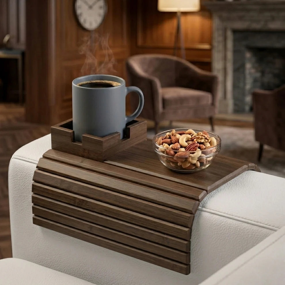 Bamboo Cup Holder Foldable Tray
