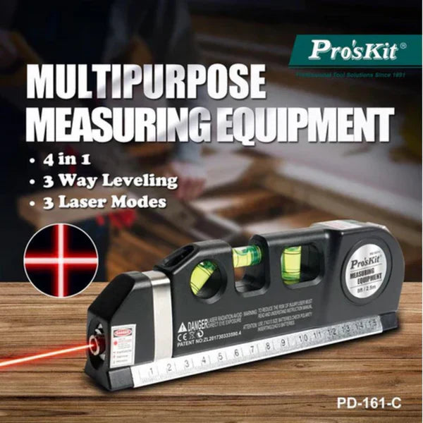 Fixit Laser Level Pro 3 – 4-in-1 Multi-Purpose Measuring Tool with 8ft Tape