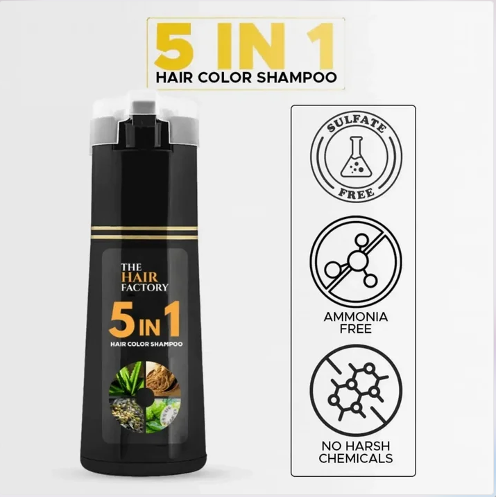 5 IN 1 HAIR COLOR SHAMPOO WITH KERATIN, OLIVE OIL & VITAMIN E